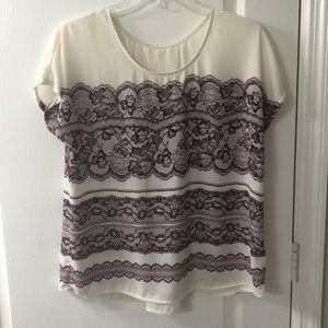 Cream and Maroon Blouse EUC